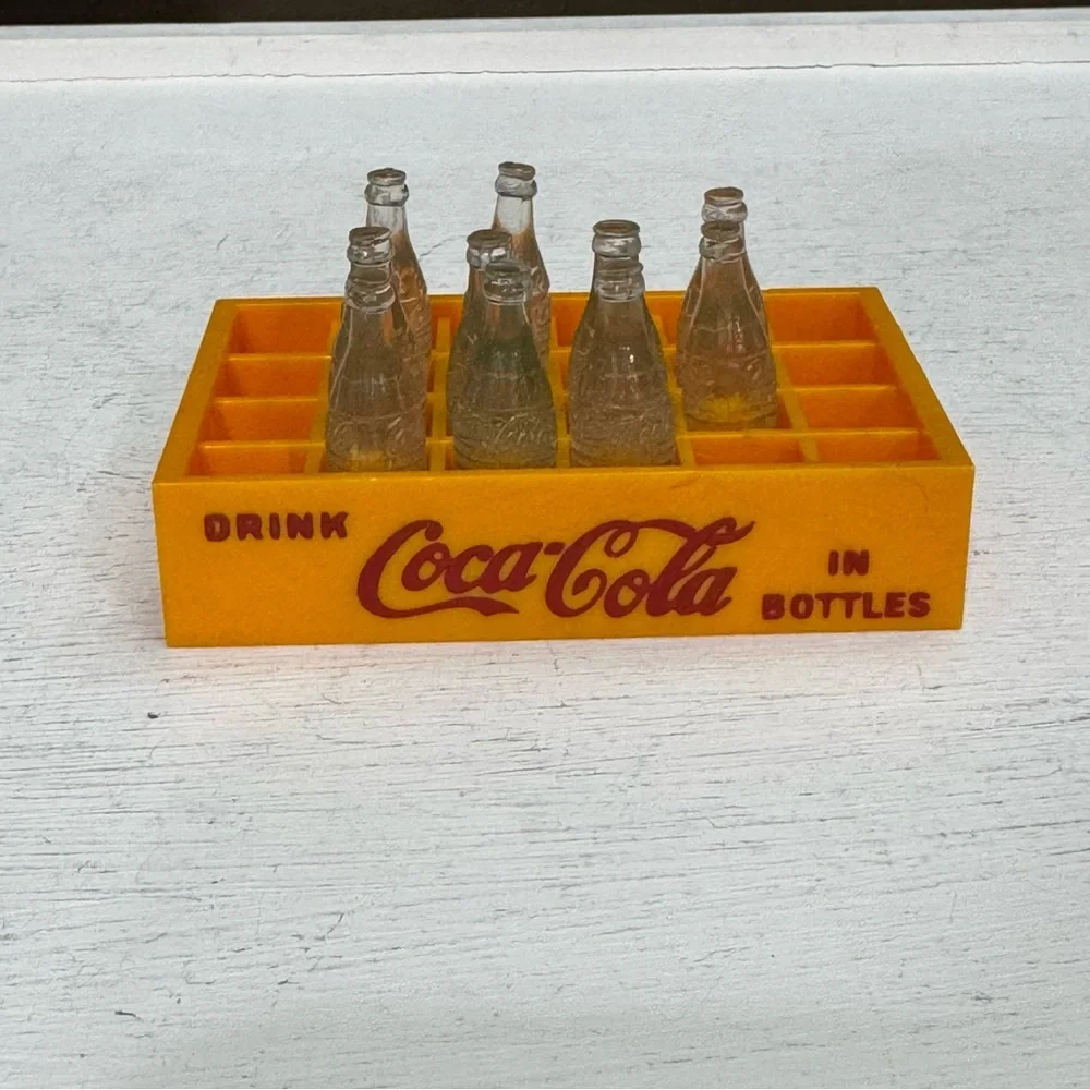 Green Miniature Glass Coca Cola Bottles In Crate - Picture 10 of 14